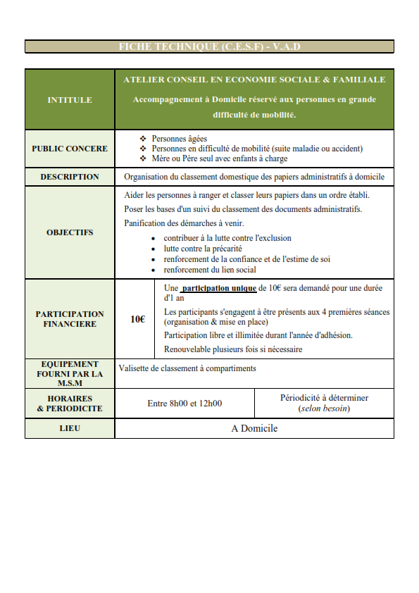 Fiche technique cesf 2 v a d 2